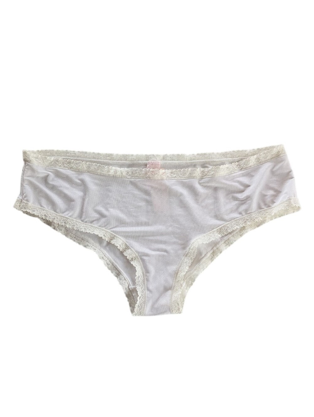VS Women’s Lace-Trim Bikini Briefs - White With Cream Lace